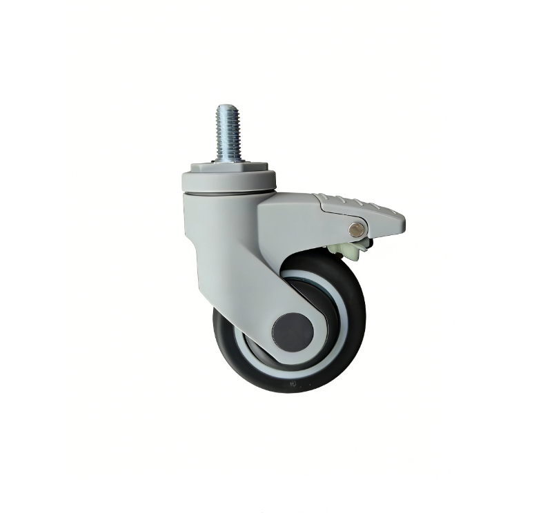 3 inch gray swivel caster M12threaded stem with brake 3 inch gray swivel caster M12threaded stem with brake