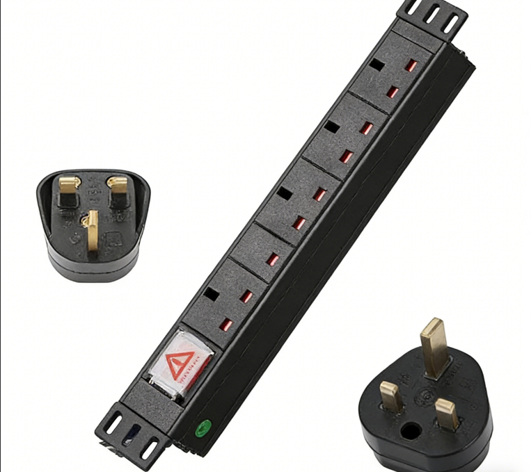 UK standard 6 outlet power strip 10 A 2.5 sq mm cable length5 m