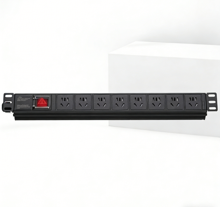 Chinese standard 8 outlet power strip 10 A master switch black without cable