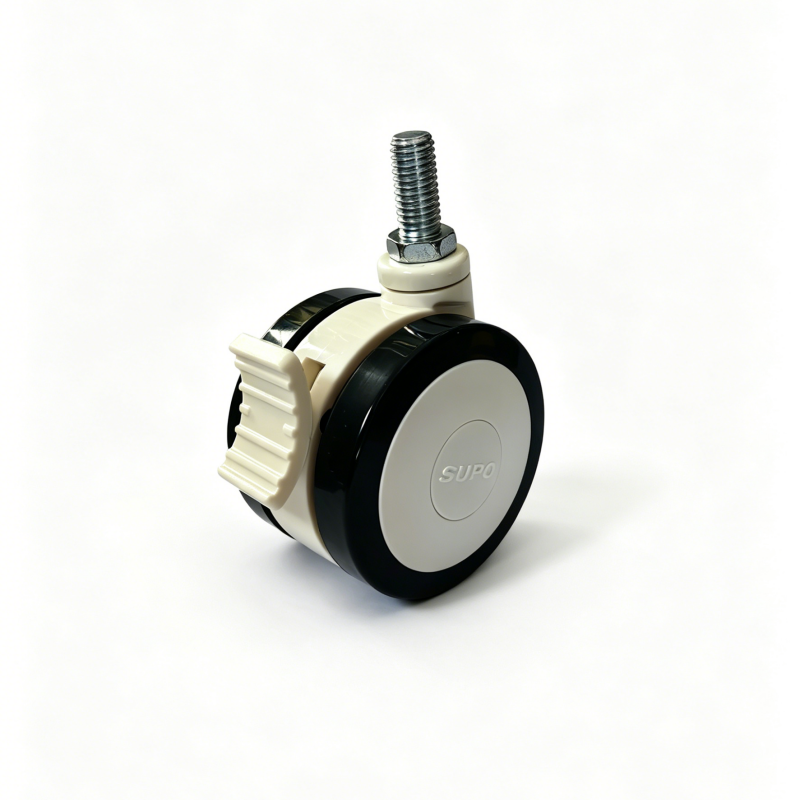 3 inch white swivel caster M12threaded stem with brake 3 inch white swivel caster M12threaded stem with brake