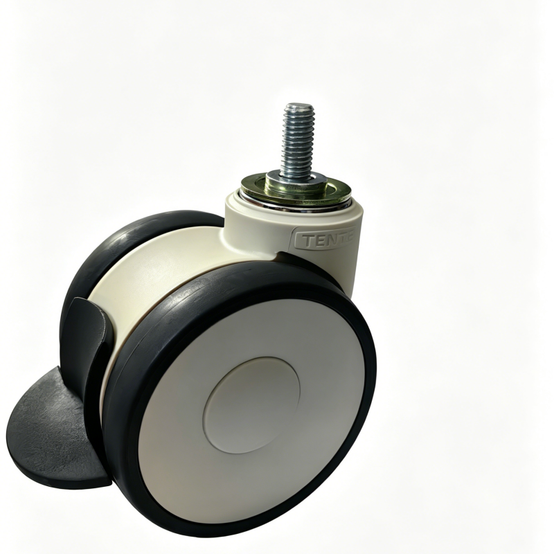 4 inch white swivel caster M12 threaded stem with brake 4 inch white swivel caster M12 threaded stem with brake