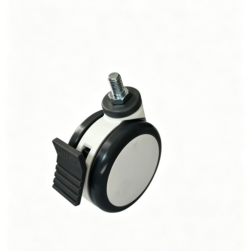 5 inch white swivel caster M16threaded stem with brake 5 inch white swivel caster M16threaded stem with brake