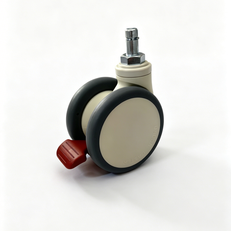 3 inch white swivel caster red brake anti-tangle plug-in stem / threaded stem non-magnetic optional
