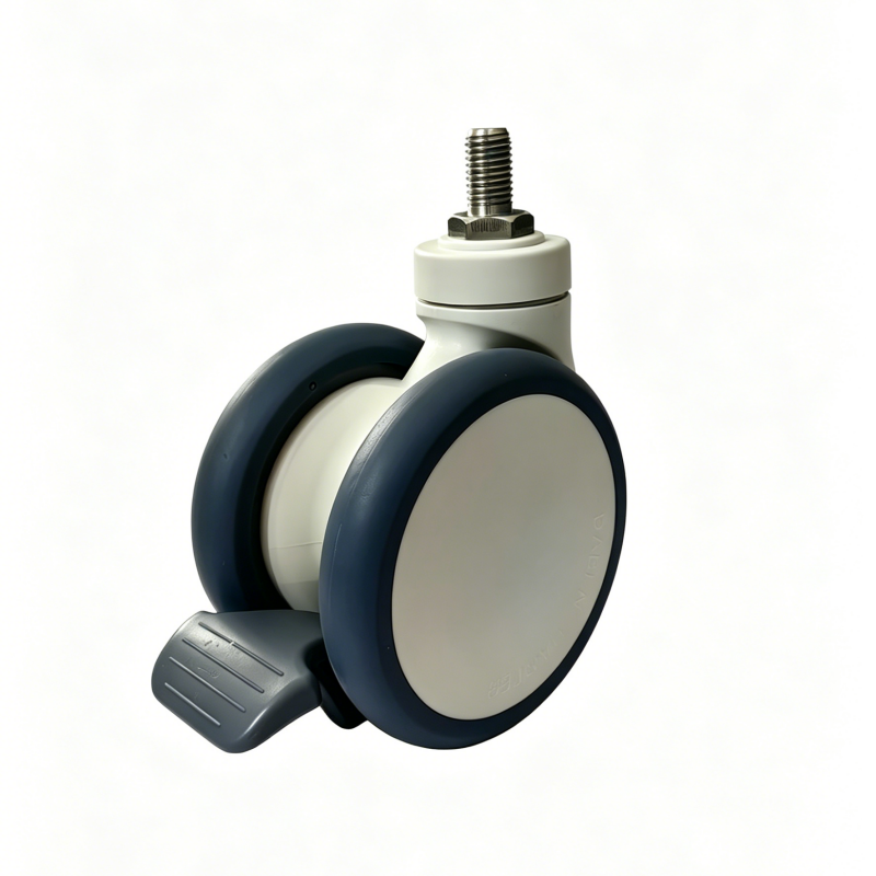 5 inch white swivel caster M16threaded stem with brake